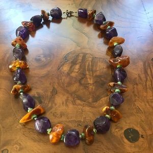 Amethyst, Amber & Turquoise necklace